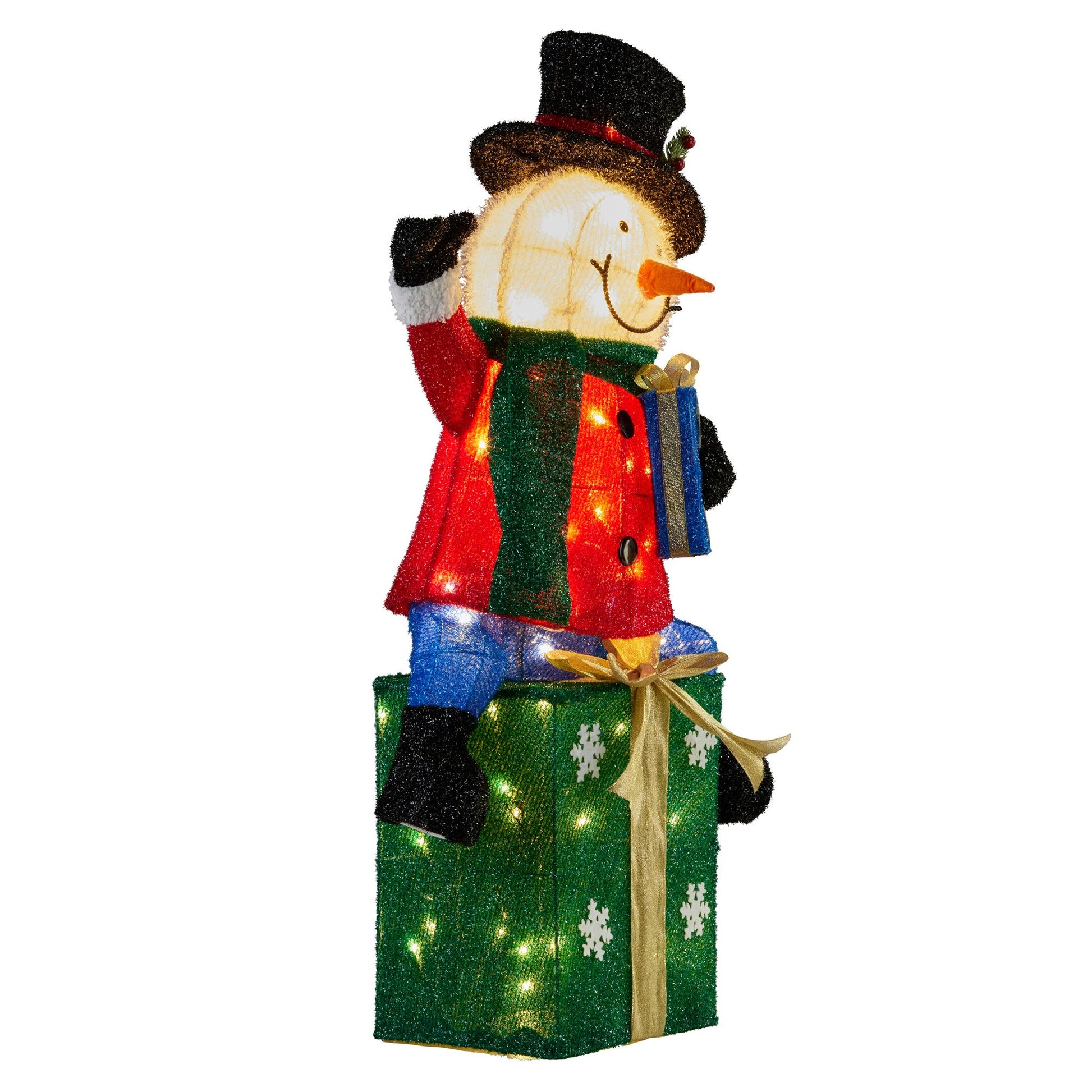 Christabelle 85cm Christmas Snowman On Presents Display with Lights - Image 8