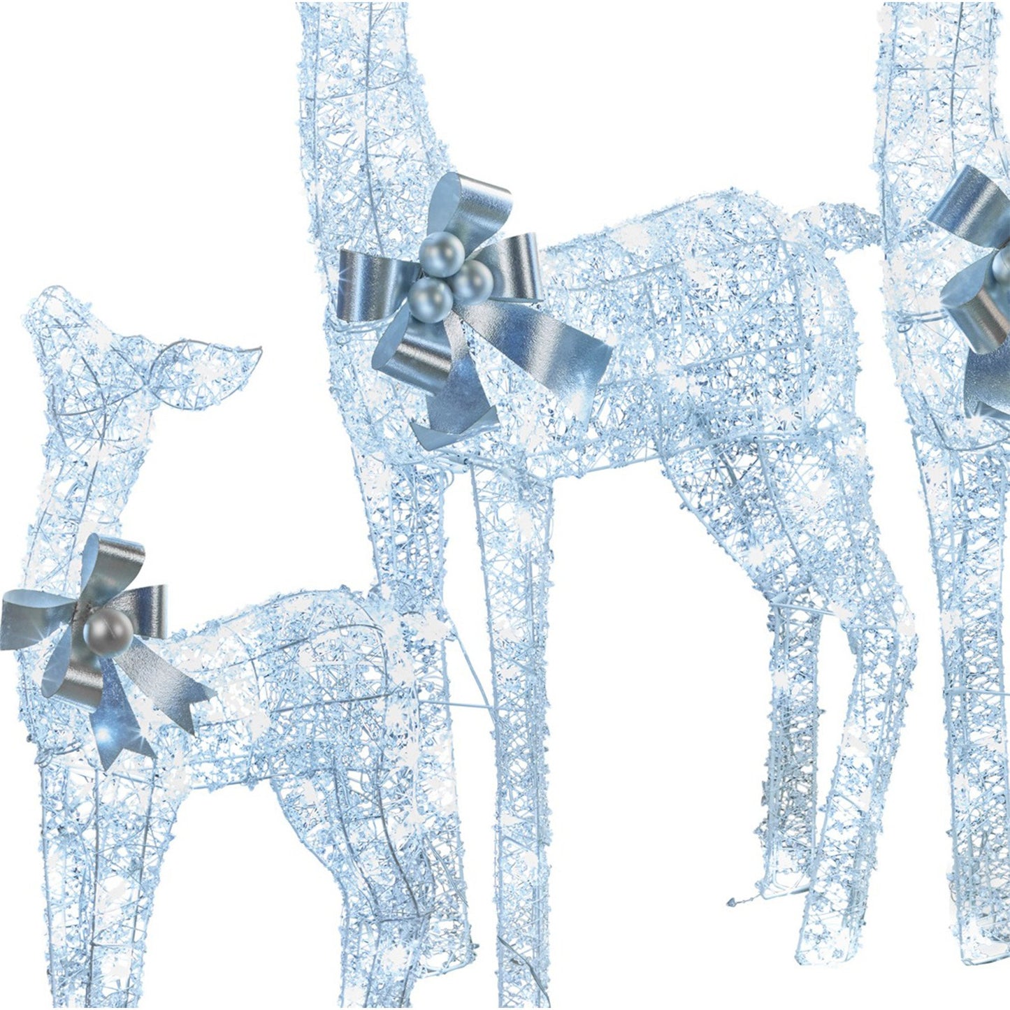 Christabelle Christmas Reindeer Display Set 3 Indoor & Outdoor Decorations Acrylic Beads Cool White LED Lights Silver - Image 7