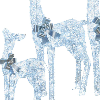 Christabelle Christmas Reindeer Display Set 3 Indoor & Outdoor Decorations Acrylic Beads Cool White LED Lights Silver - Image 7