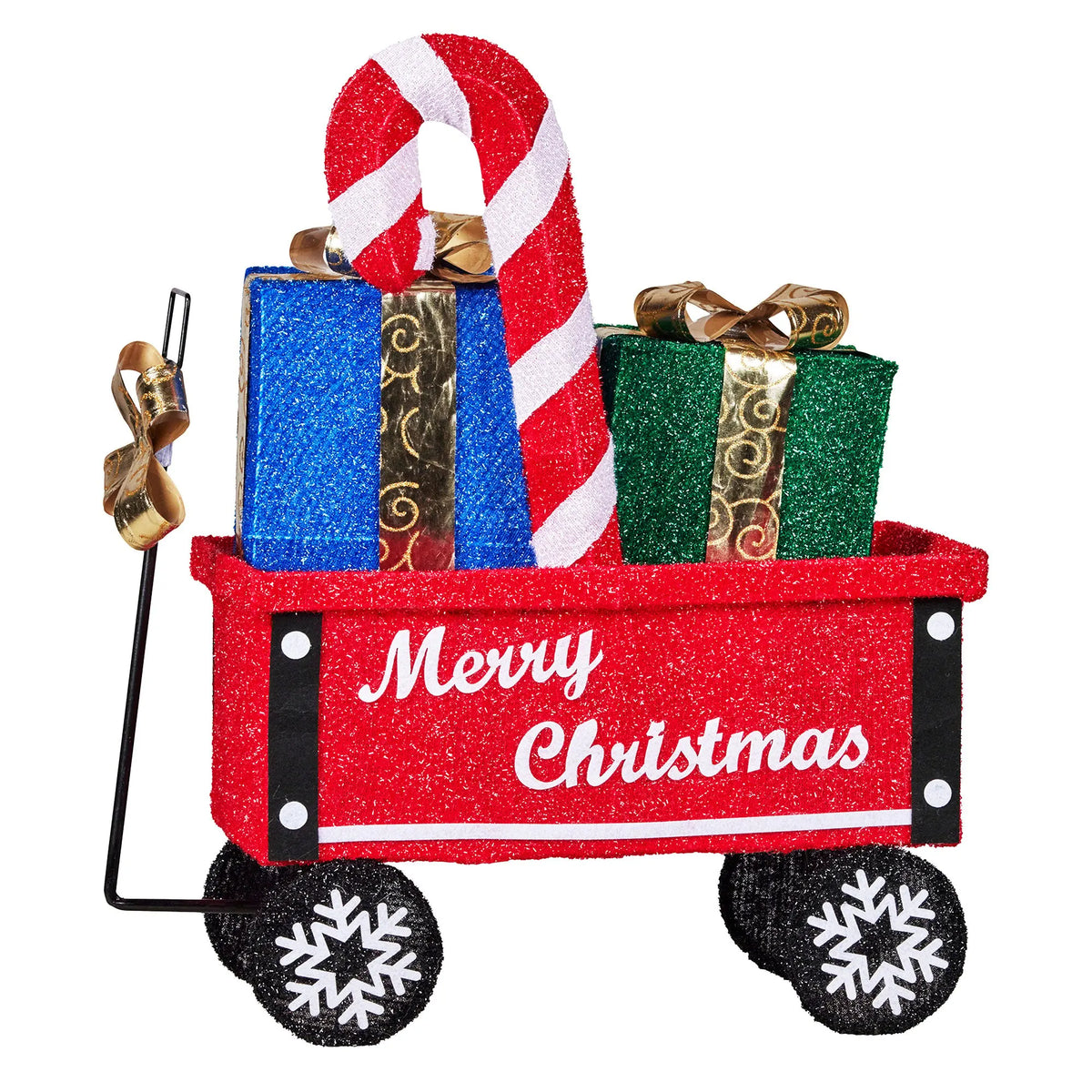 Christabelle Christmas Cart Display w/Candy Cane & Presents Warm White LED Lights Wire Frame Structure Indoor & Outdoor - Image 4