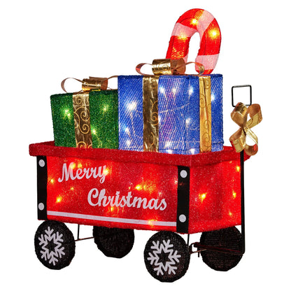 Christabelle Christmas Cart Display w/Candy Cane & Presents Warm White LED Lights Wire Frame Structure Indoor & Outdoor - Image 5