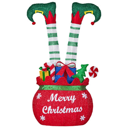 Christabelle Elf in Gift Sack Christmas Display Warm White LED Lights 86cm for Decoration w/Wire Frame Construction - Image 4