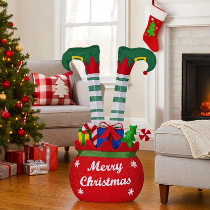 Christabelle Elf in Gift Sack Christmas Display Warm White LED Lights 86cm for Decoration w/Wire Frame Construction - Image 9