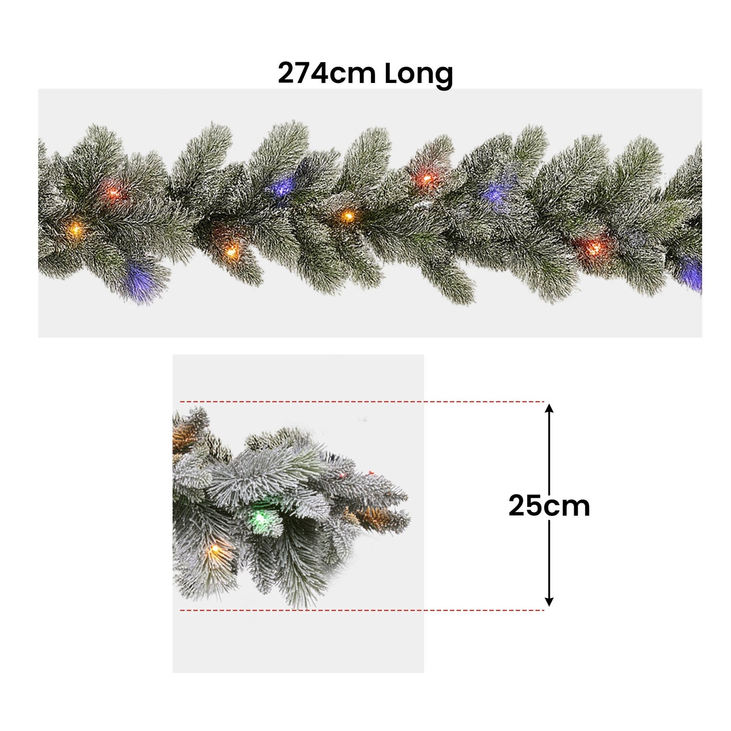 Christabelle 2.7m Christmas Garland Snowy with LED Lights Stamford Spruce Tree Decoration Ornament - Image 2