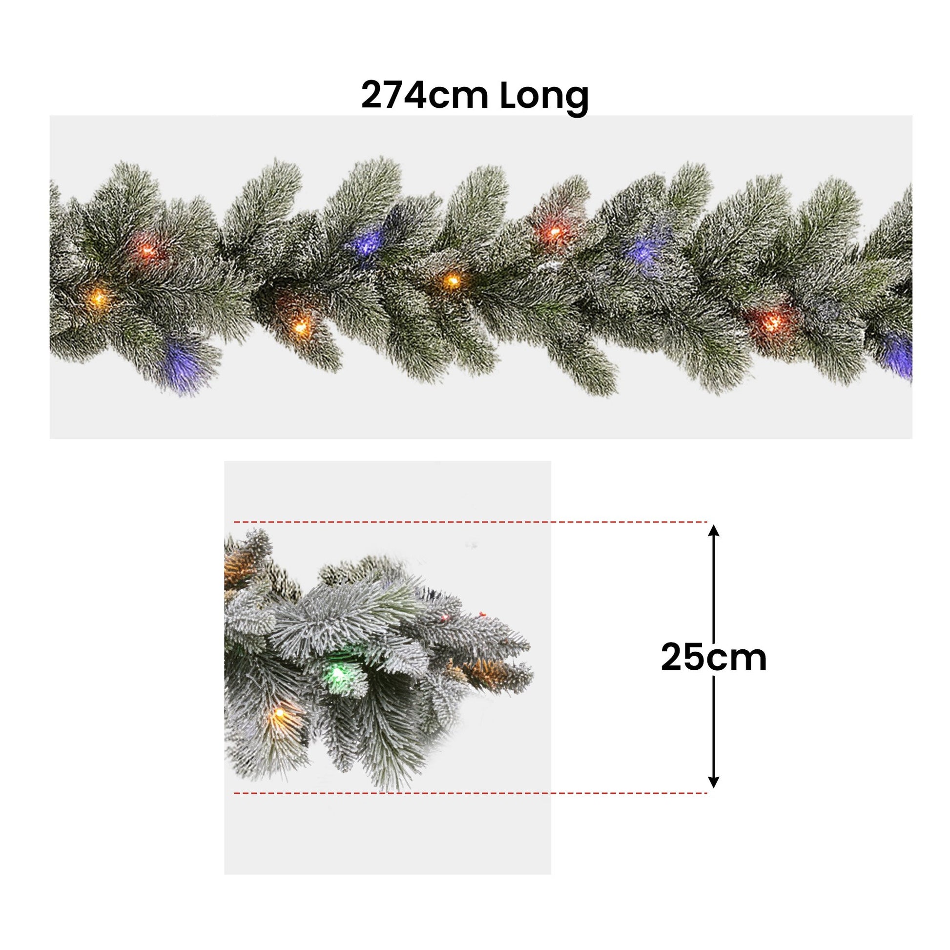 Christabelle 2.7m Christmas Garland Snowy with LED Lights Stamford Spruce Tree Decoration Ornament - Image 2