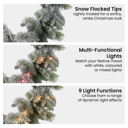 Christabelle 2.7m Christmas Garland Snowy with LED Lights Stamford Spruce Tree Decoration Ornament - Image 5