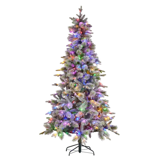 Christabelle Snowy Stamford Spruce 2.3m 7.5ft Christmas Tree Multi Functional White Coloured LED Lights & Foot Pedal - Image 4