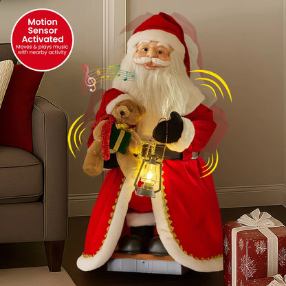 Christabelle 1.1m Musical Led Animated Christmas Santa Claus Lantern Decoration - Image 3