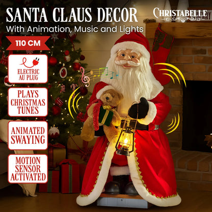 Christabelle 1.1m Musical Led Animated Christmas Santa Claus Lantern Decoration - Image 5