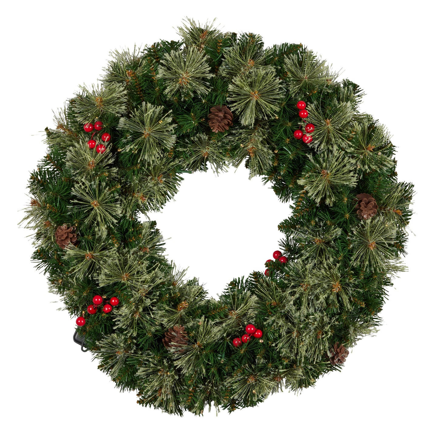 Christabelle 61cm Christmas Wreath Bristle Berry with LED Lights Front Door Decoration Ornament - Image 2