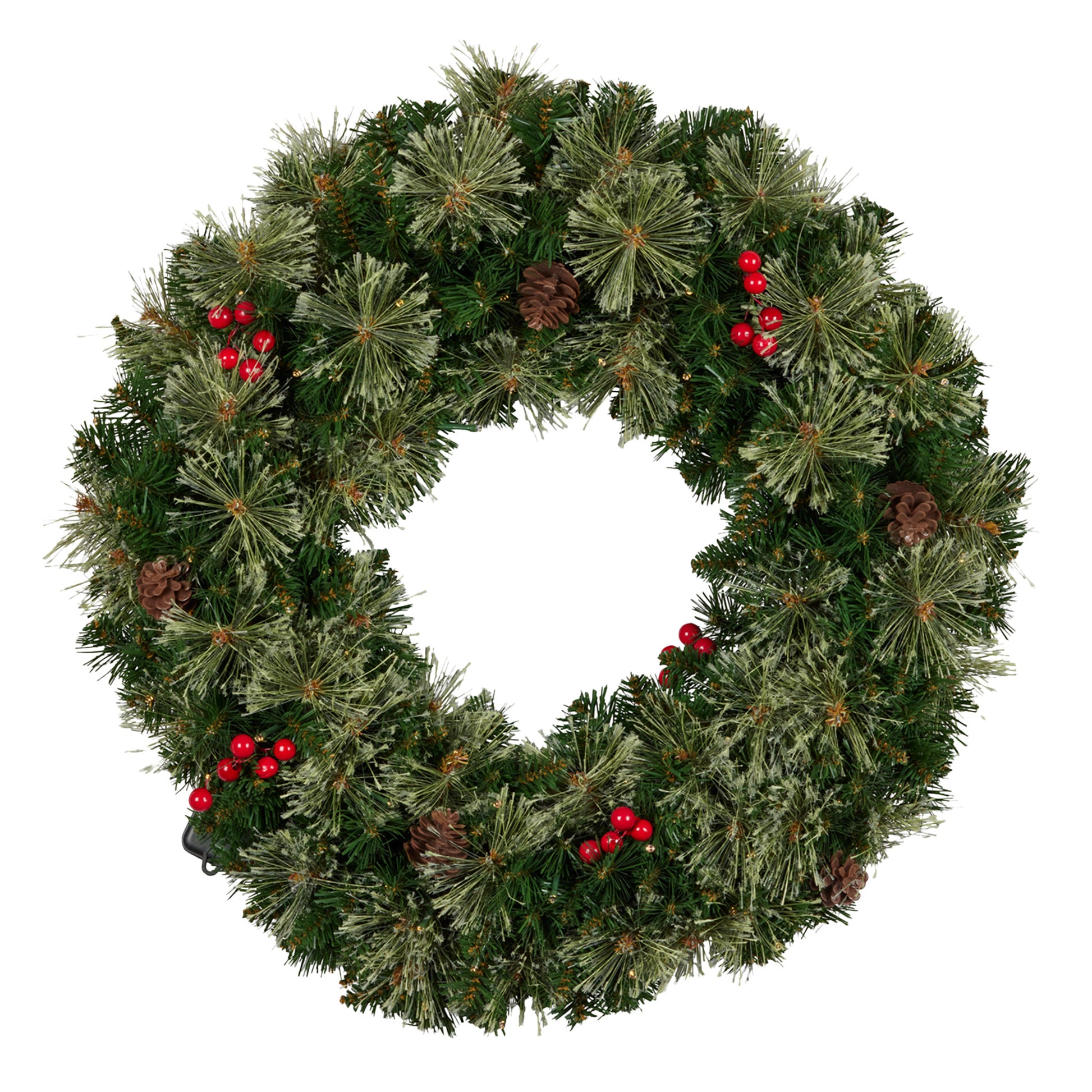 Christabelle 61cm Christmas Wreath Bristle Berry with LED Lights Front Door Decoration Ornament - Image 2