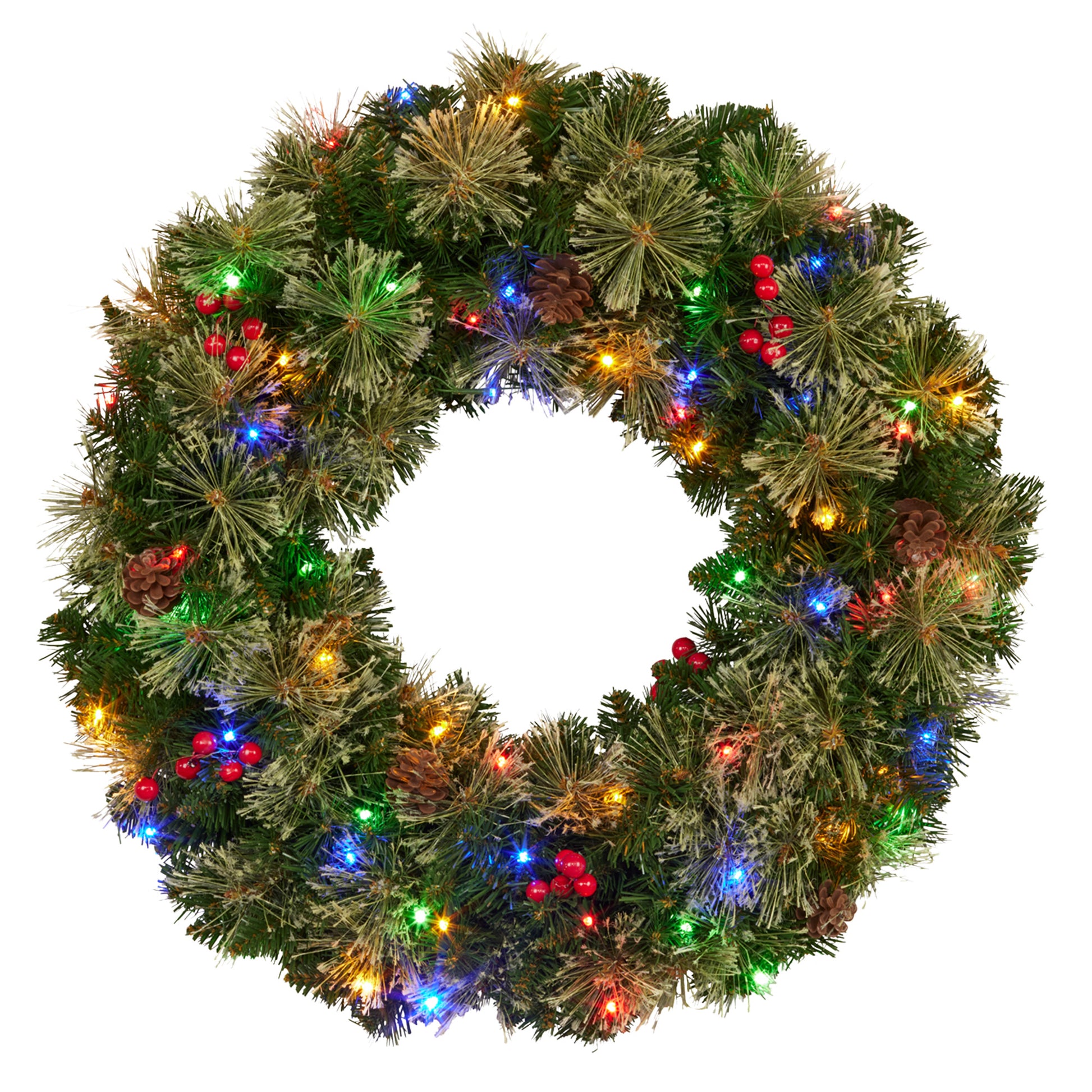Christabelle 61cm Christmas Wreath Bristle Berry with LED Lights Front Door Decoration Ornament - Image 5