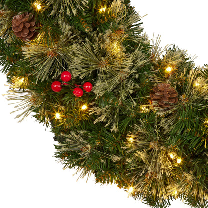 Christabelle 61cm Christmas Wreath Bristle Berry with LED Lights Front Door Decoration Ornament - Image 6