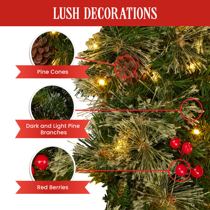 Christabelle 61cm Christmas Wreath Bristle Berry with LED Lights Front Door Decoration Ornament - Image 8