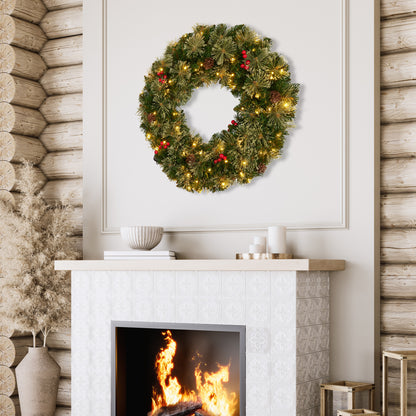 Christabelle 61cm Christmas Wreath Bristle Berry with LED Lights Front Door Decoration Ornament - Image 9