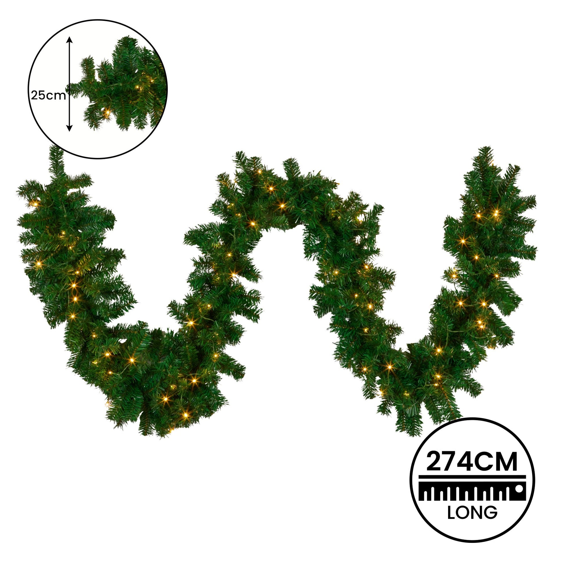 Christabelle 2.7m Christmas Garland with LED Lights Chadwick Tree Decoration Ornament - Image 4