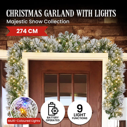 Christabelle 274cm Majestic Snow Prelit Christmas Garland - Image 3