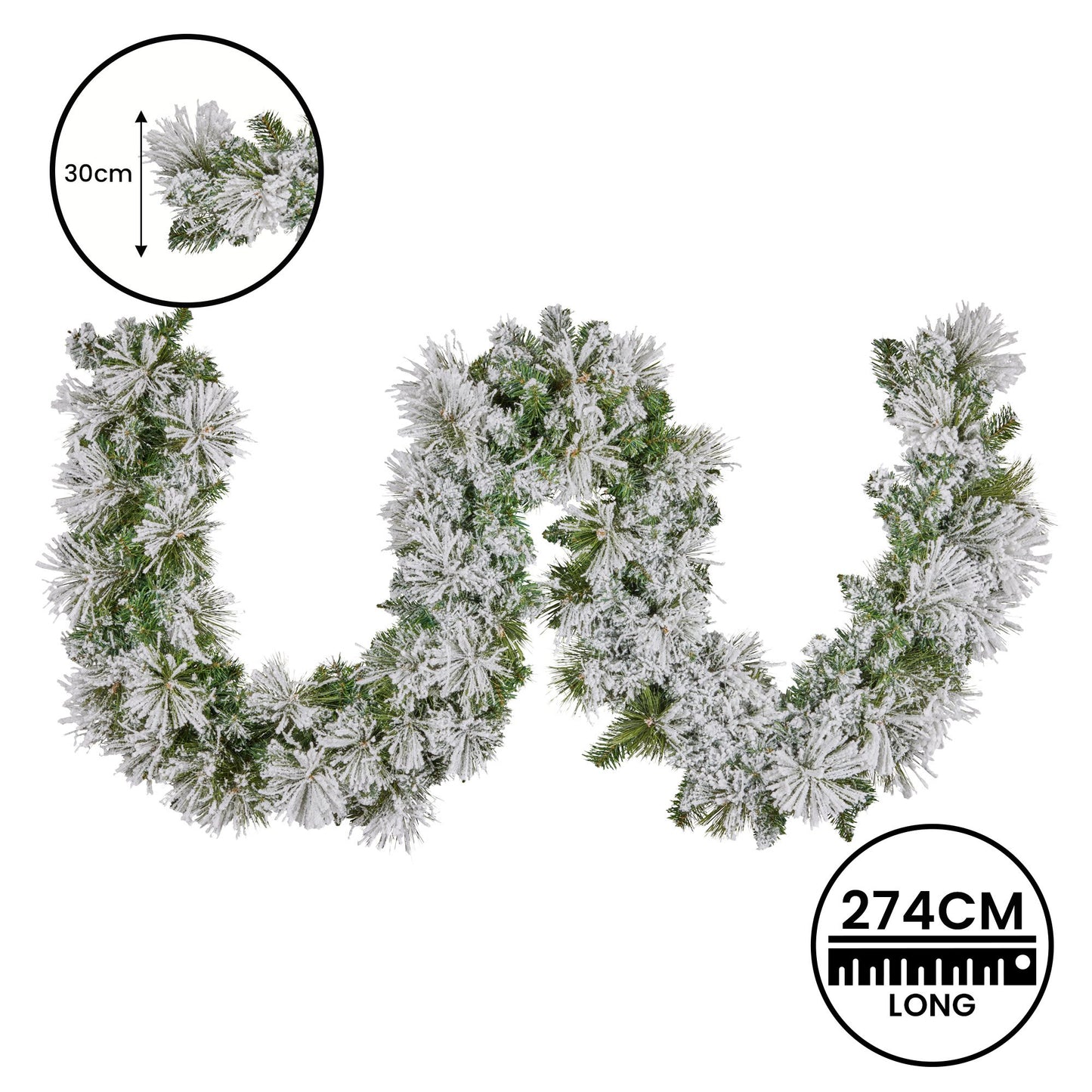 Christabelle 274cm Majestic Snow Prelit Christmas Garland - Image 5