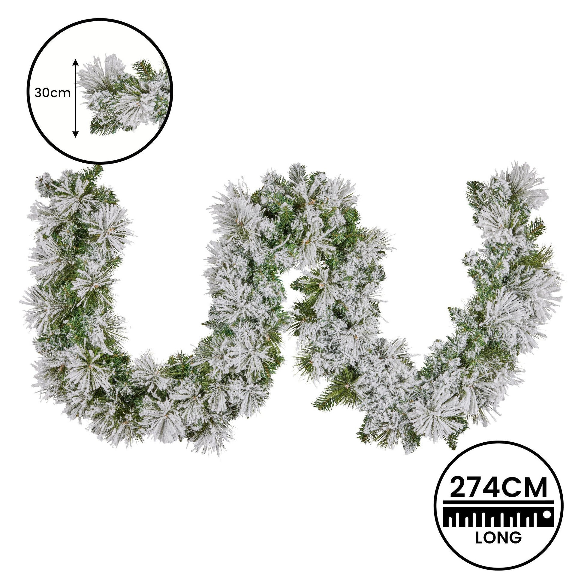 Christabelle 274cm Majestic Snow Prelit Christmas Garland - Image 5