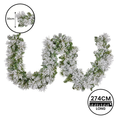 Christabelle 274cm Majestic Snow Prelit Christmas Garland - Image 5