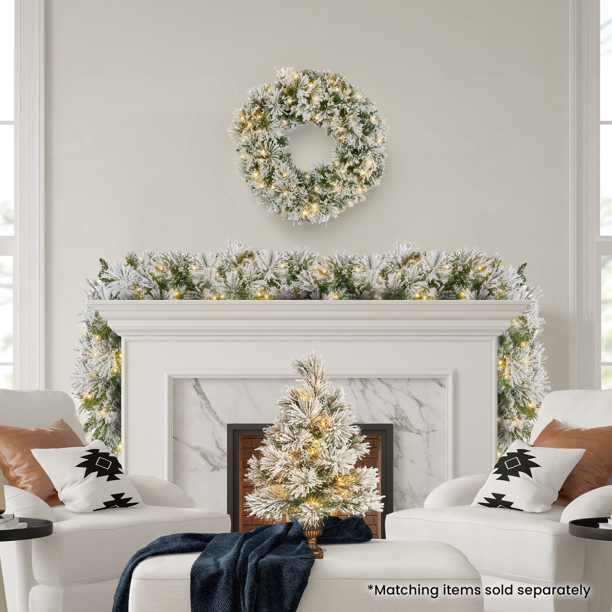 Christabelle 274cm Majestic Snow Prelit Christmas Garland - Image 7