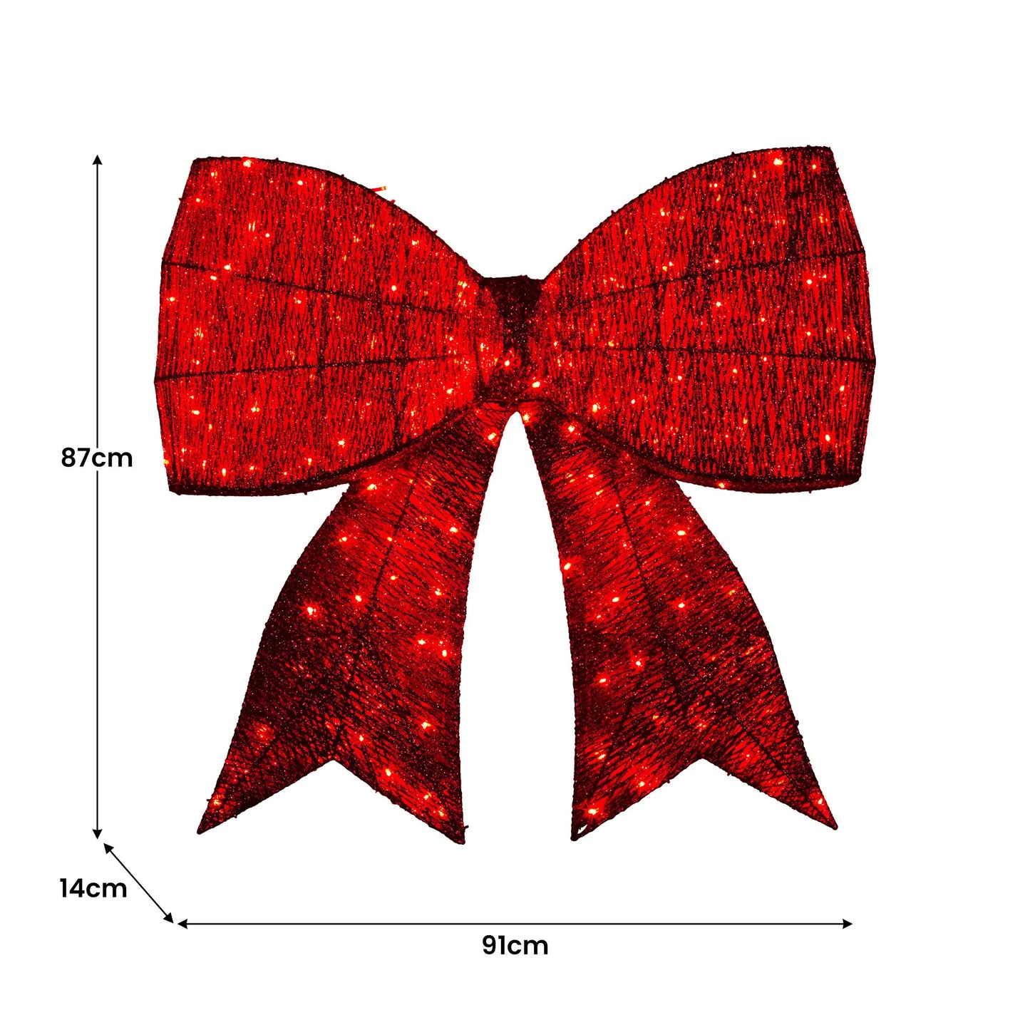 Christabelle Christmas Display Bow 91cm with LED and Twinkle Lights 5 Functions Christmas Festive Decorations Display Big Wired Bow - Image 4