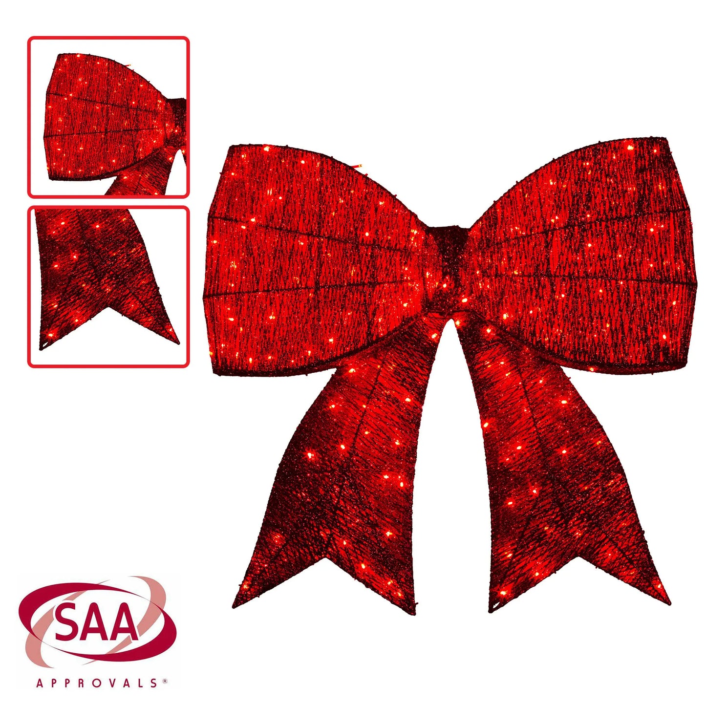 Christabelle Christmas Display Bow 91cm with LED and Twinkle Lights 5 Functions Christmas Festive Decorations Display Big Wired Bow - Image 5