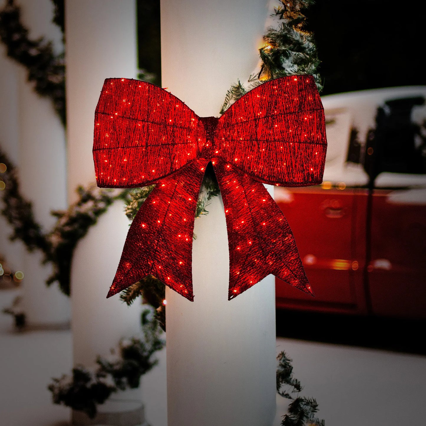 Christabelle Christmas Display Bow 91cm with LED and Twinkle Lights 5 Functions Christmas Festive Decorations Display Big Wired Bow - Image 7