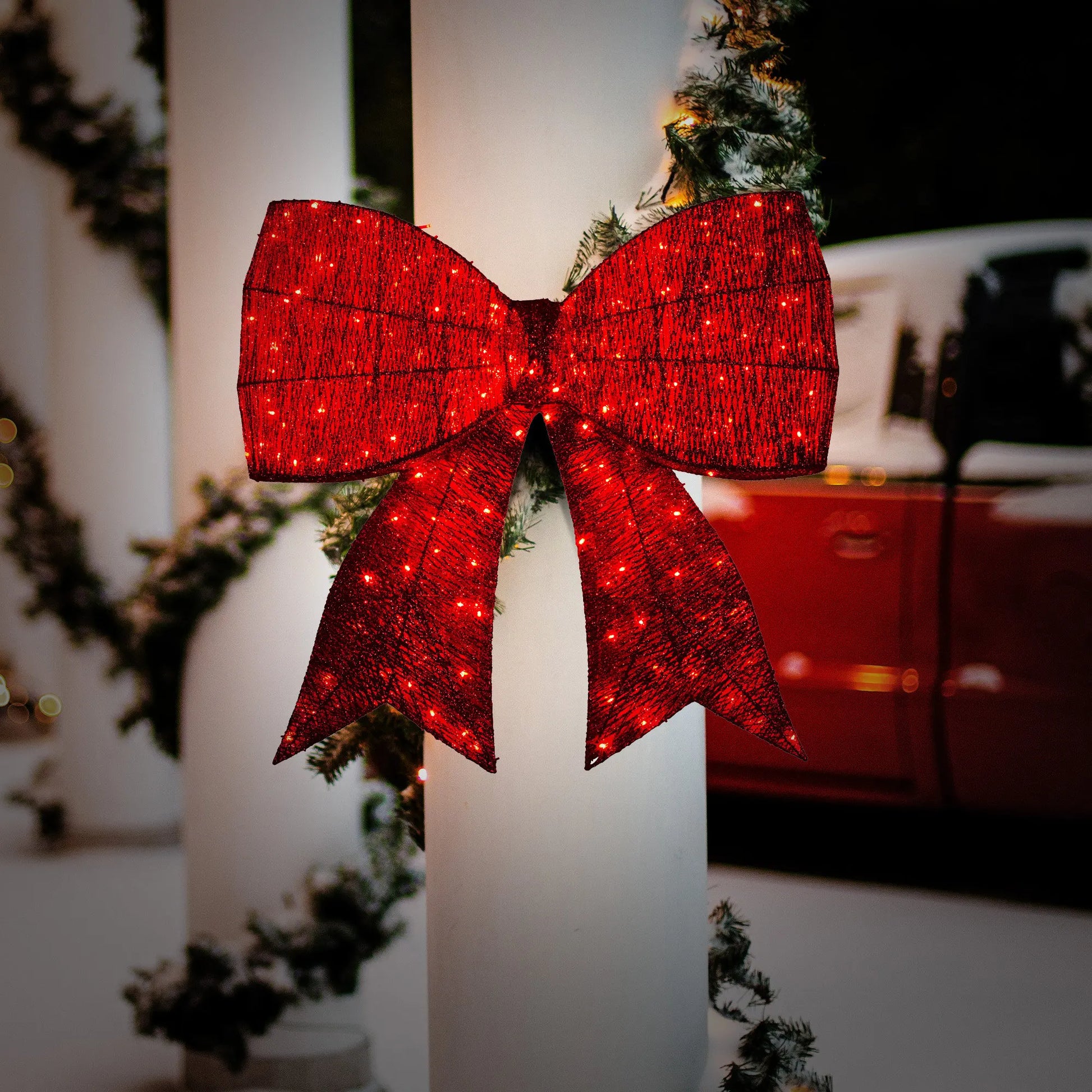 Christabelle Christmas Display Bow 91cm with LED and Twinkle Lights 5 Functions Christmas Festive Decorations Display Big Wired Bow - Image 7