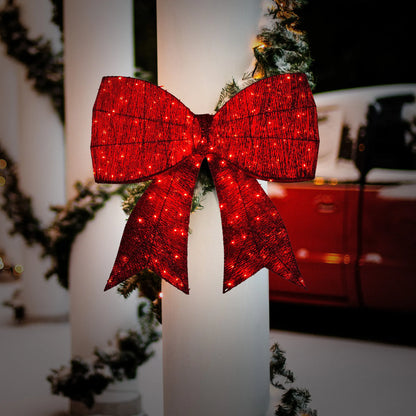 Christabelle Christmas Display Bow 91cm with LED and Twinkle Lights 5 Functions Christmas Festive Decorations Display Big Wired Bow - Image 7
