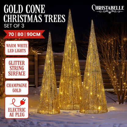 Christabelle 3pc Christmas Tree Indoor Outdoor Display Decoration LED Lights Front Yard Lawn Statue Ornament - Image 2