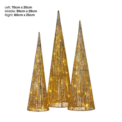 Christabelle 3pc Christmas Tree Indoor Outdoor Display Decoration LED Lights Front Yard Lawn Statue Ornament - Image 3