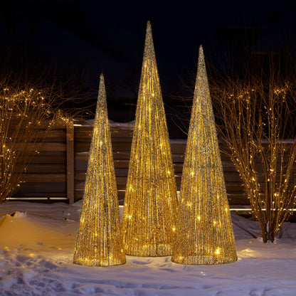 Christabelle 3pc Christmas Tree Indoor Outdoor Display Decoration LED Lights Front Yard Lawn Statue Ornament - Image 7