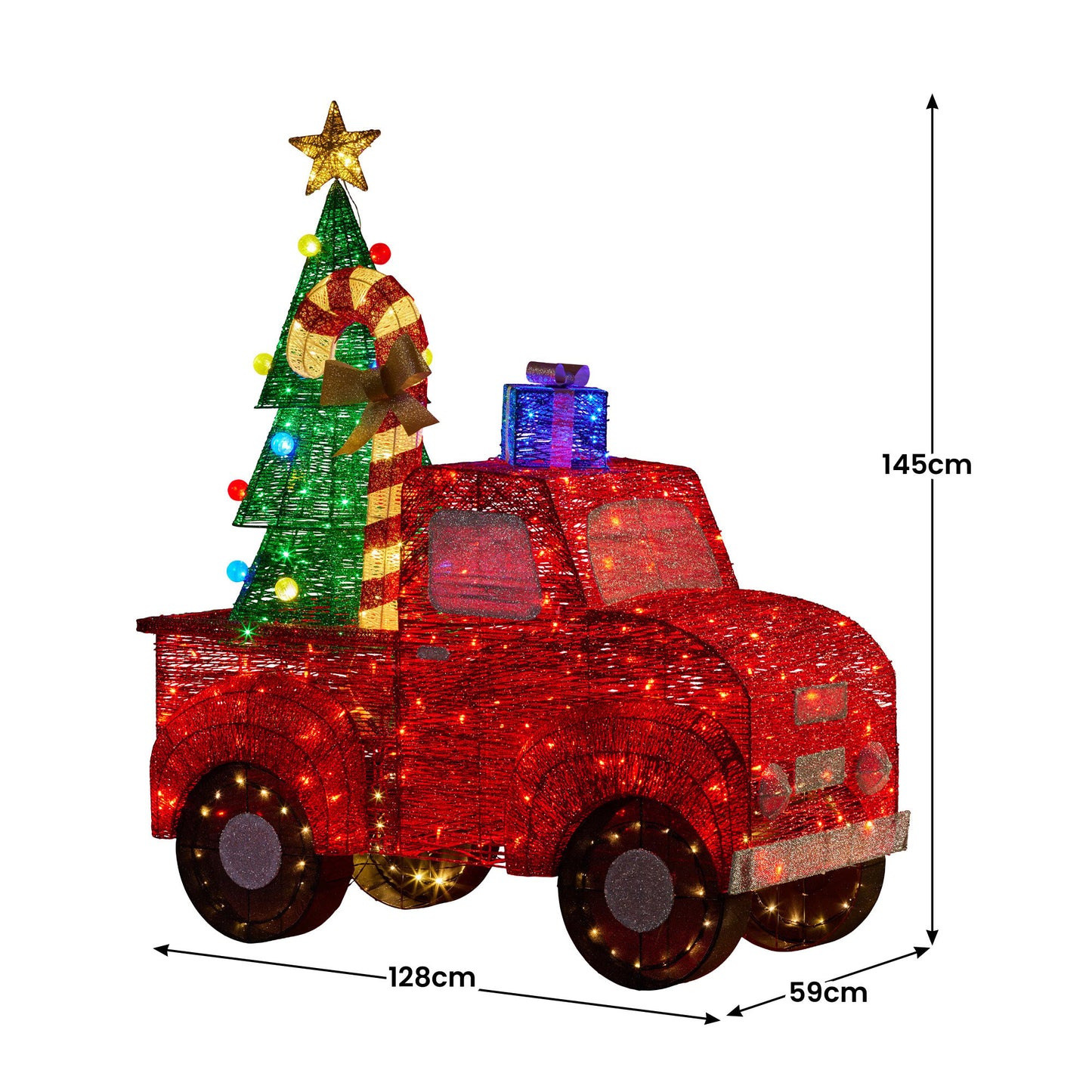 Christabelle 1.4m Christmas Tree Truck Indoor Outdoor Display Decoration LED Lights Front Yard Lawn Statue Ornament - Image 3