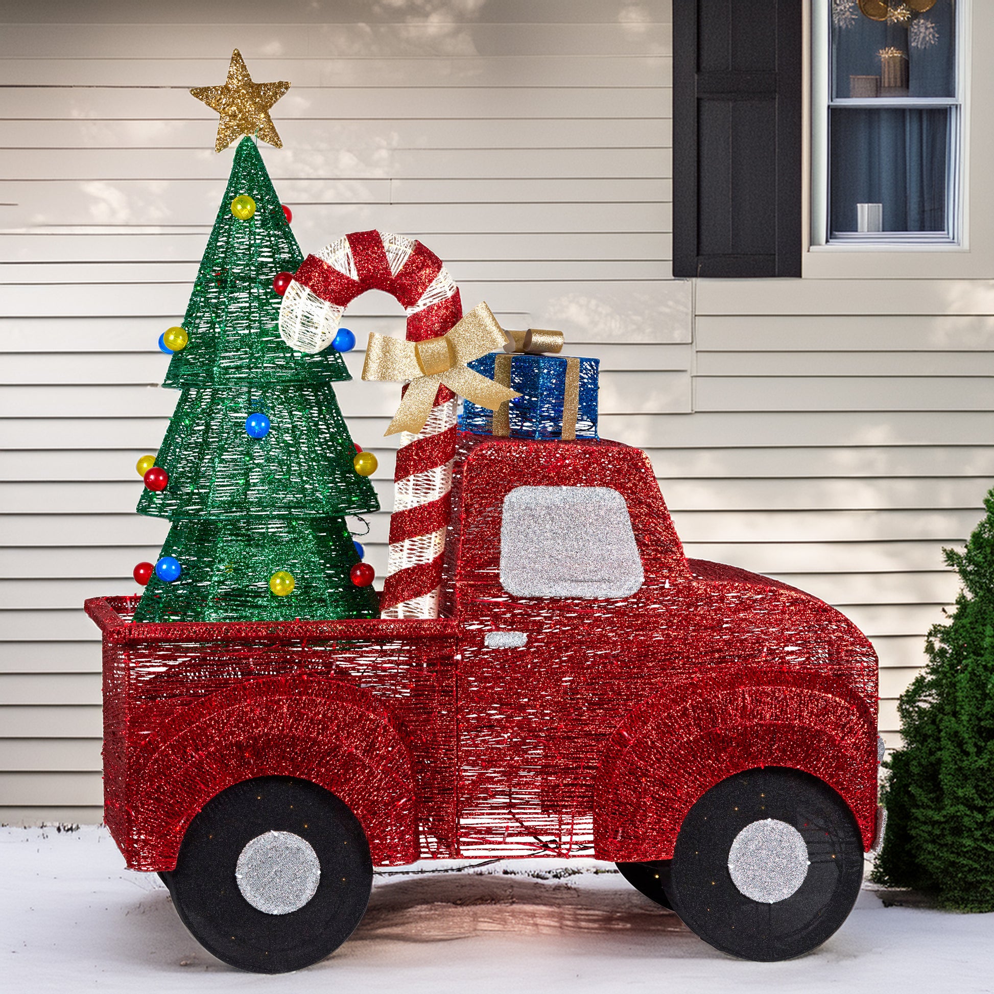Christabelle 1.4m Christmas Tree Truck Indoor Outdoor Display Decoration LED Lights Front Yard Lawn Statue Ornament - Image 6