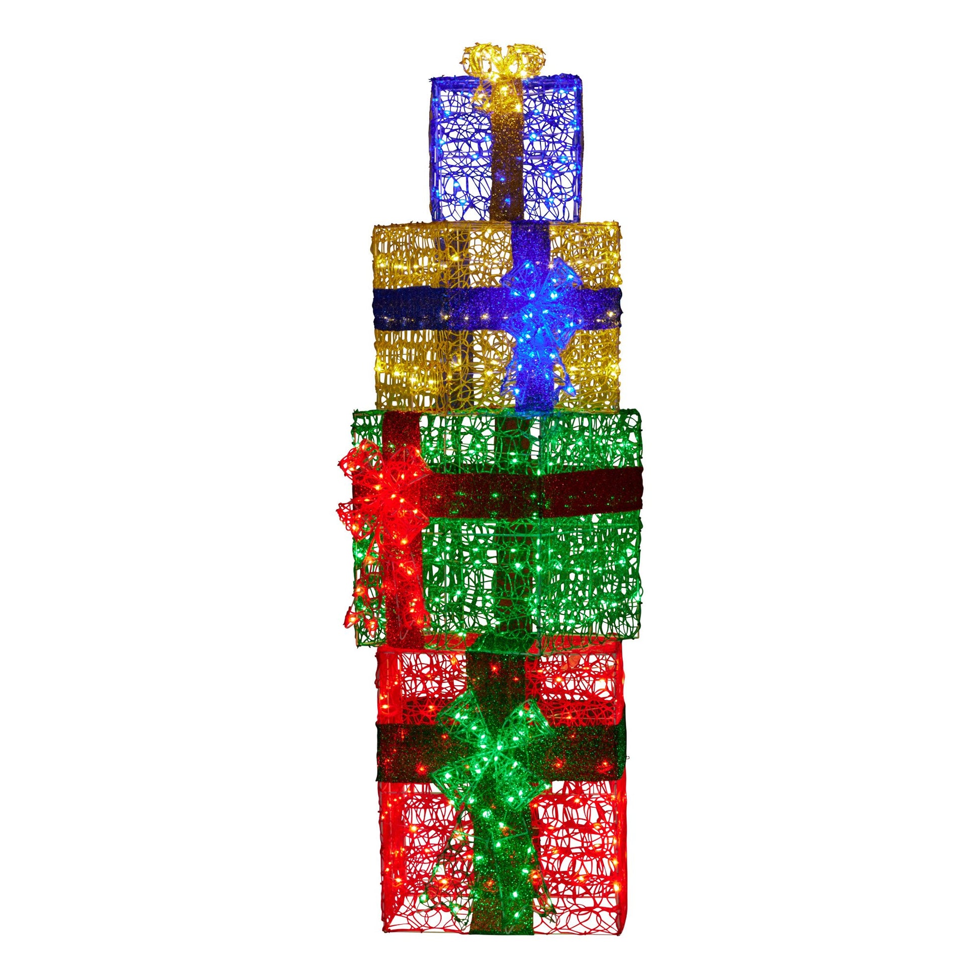 Christabelle 190cm 4-piece Gift Stack Box Christmas Decor Bows Led Lights Xmas