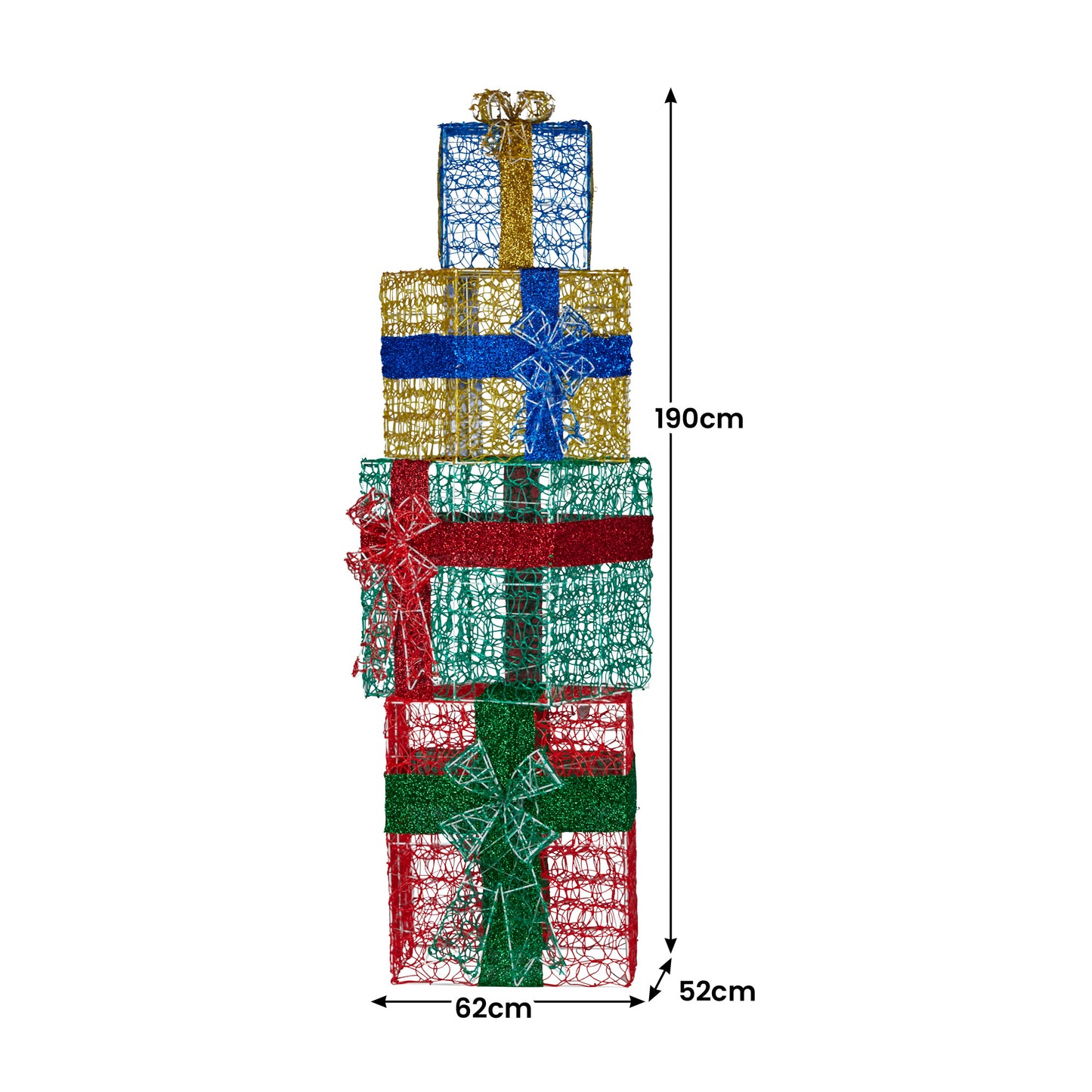 Christabelle 190cm 4-piece Gift Stack Box Christmas Decor Bows Led Lights Xmas - Image 3