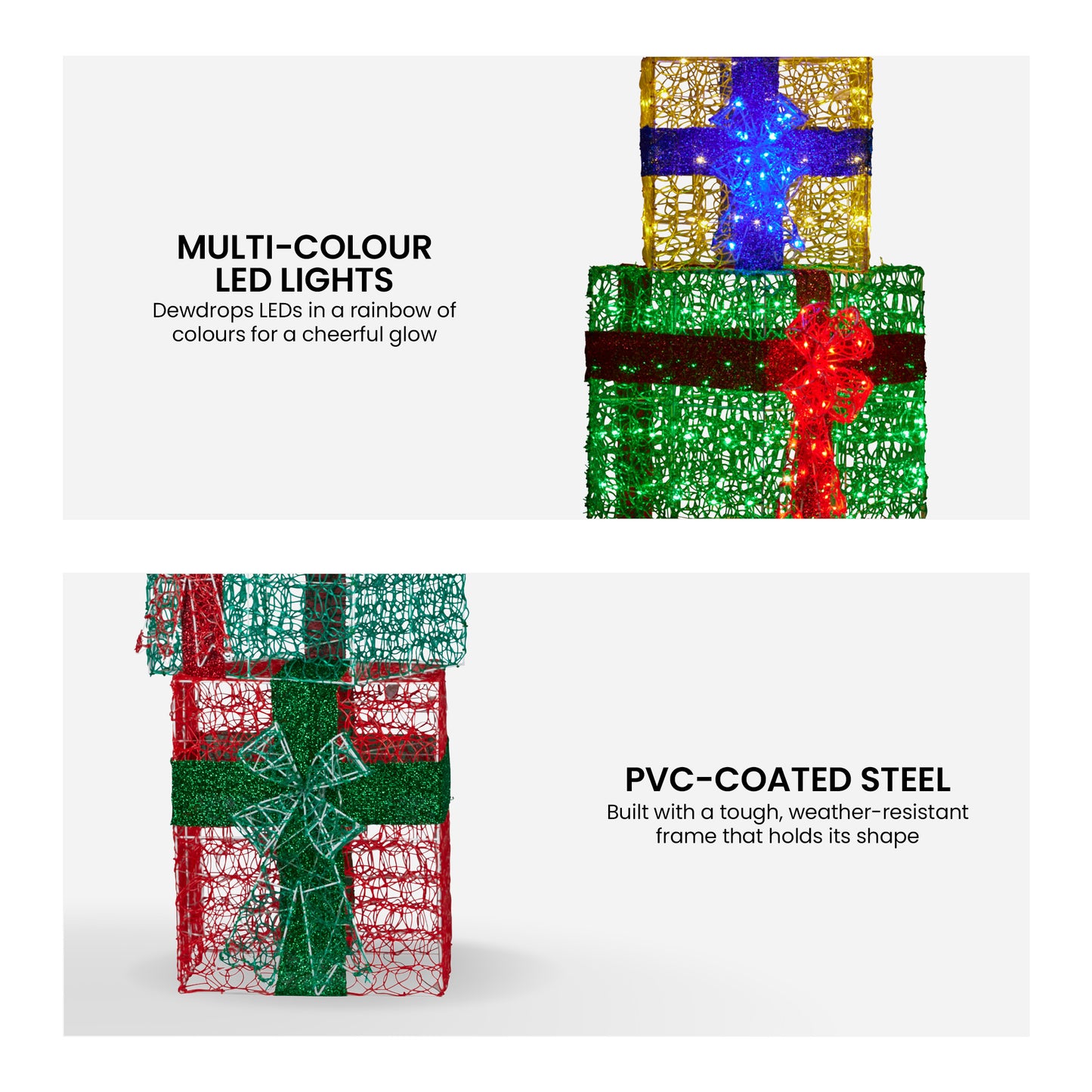 Christabelle 190cm 4-piece Gift Stack Box Christmas Decor Bows Led Lights Xmas - Image 4