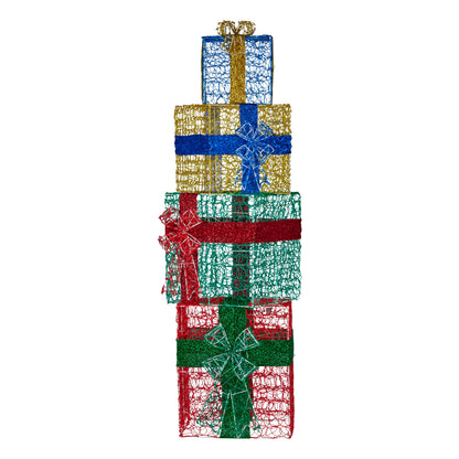 Christabelle 190cm 4-piece Gift Stack Box Christmas Decor Bows Led Lights Xmas - Image 5