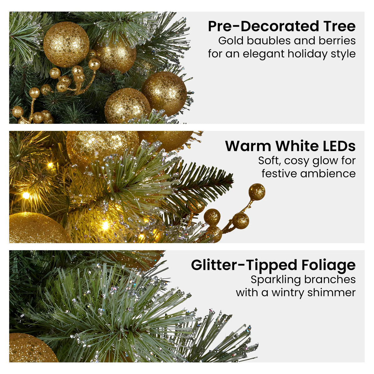 Christabelle 61cm Battery-operated Christmas Tree Warm Lights Led Table Top Gold - Image 5