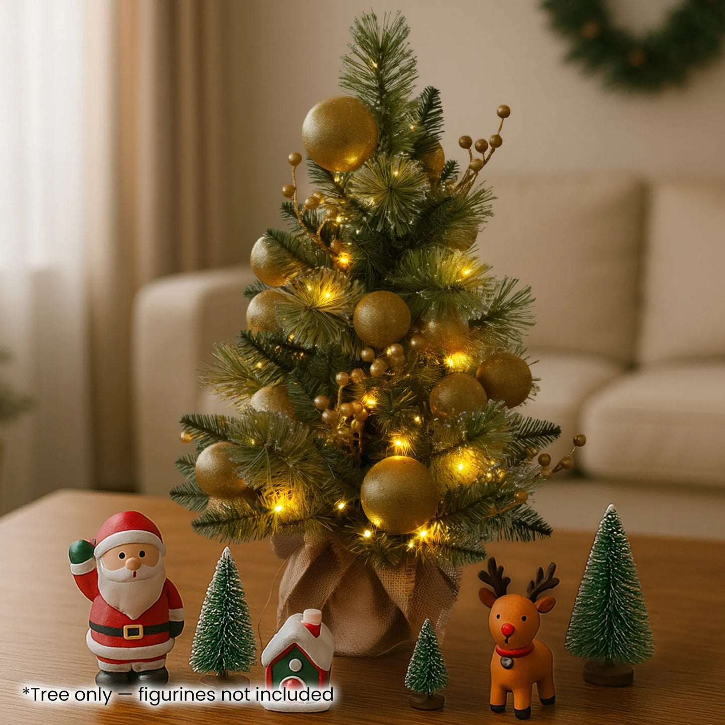Christabelle 61cm Battery-operated Christmas Tree Warm Lights Led Table Top Gold - Image 6