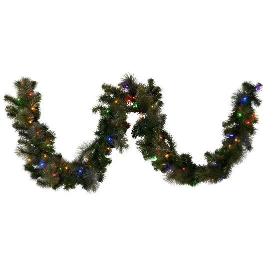 Christabelle 2.7m Christmas Garland with LED Lights Glittery Gold Pine Mantle Decoration Ornament