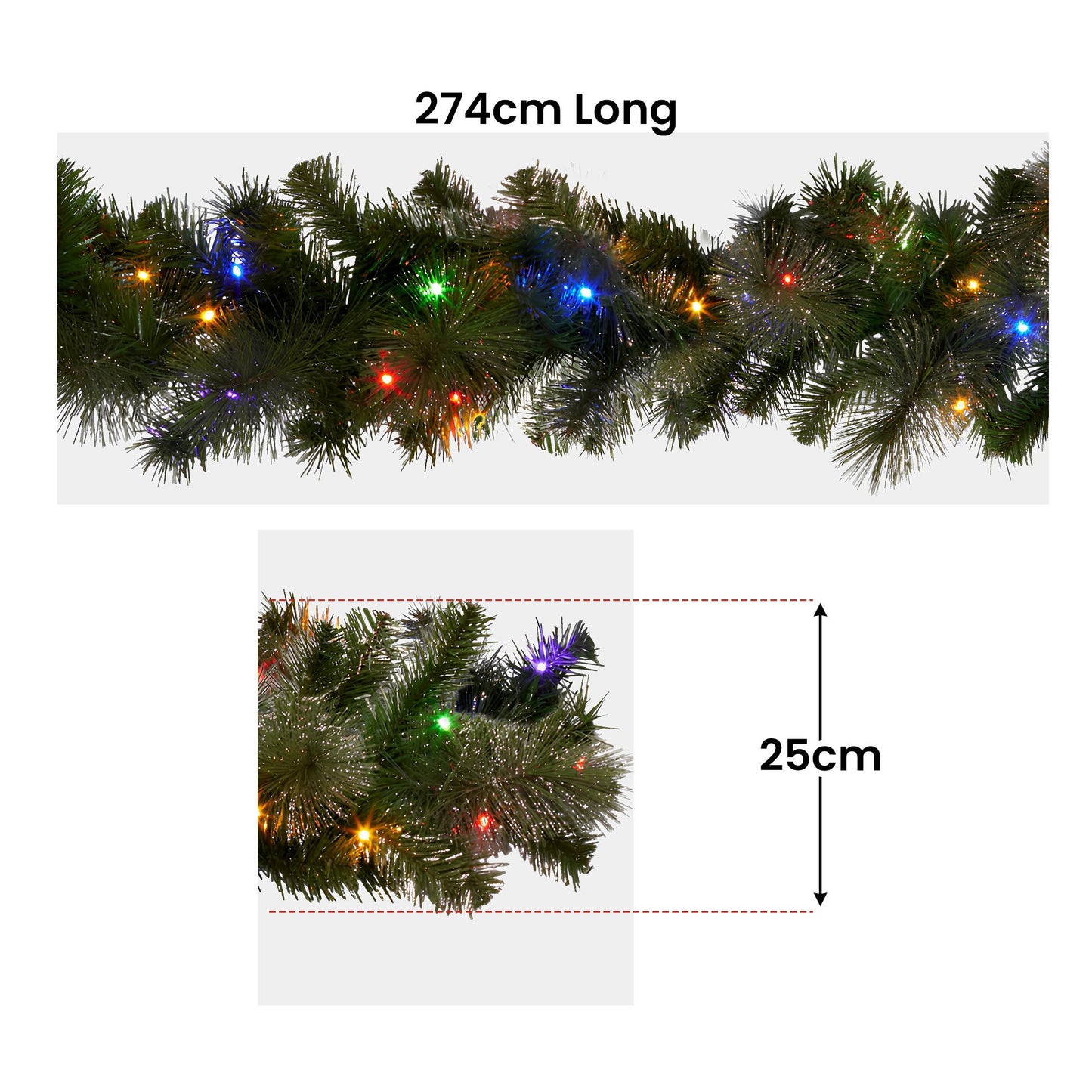 Christabelle 2.7m Christmas Garland with LED Lights Glittery Gold Pine Mantle Decoration Ornament - Image 4