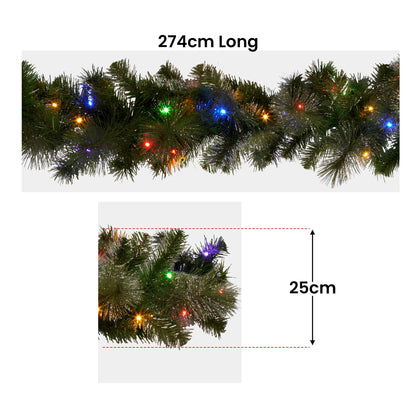 Christabelle 2.7m Christmas Garland with LED Lights Glittery Gold Pine Mantle Decoration Ornament - Image 4
