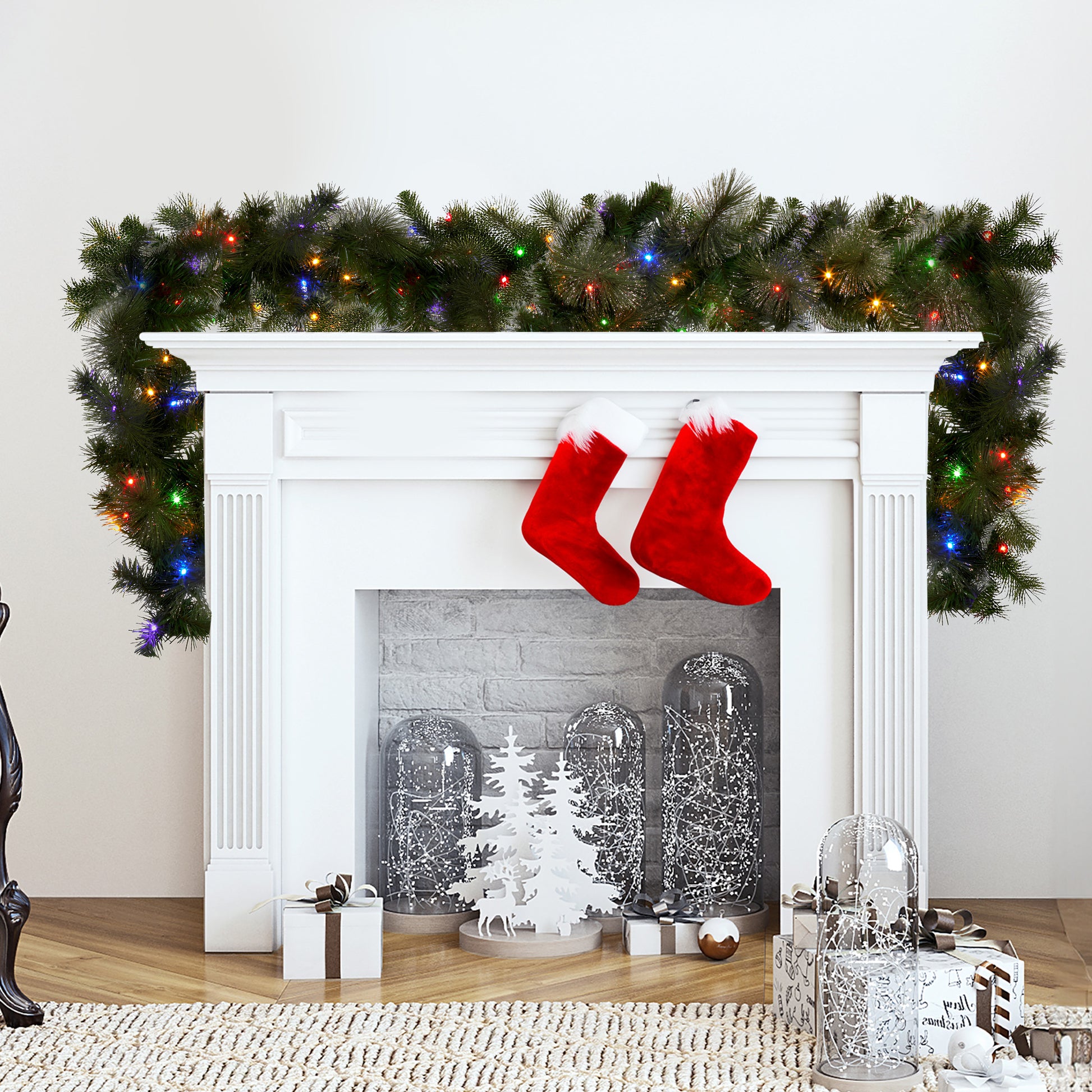 Christabelle 2.7m Christmas Garland with LED Lights Glittery Gold Pine Mantle Decoration Ornament - Image 7