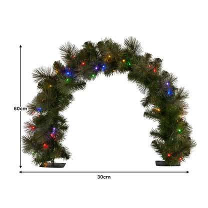Christabelle 60cm Tabletop Christmas Archway Garland with LED Lights Gold Mantle Decoration Ornament - Image 3
