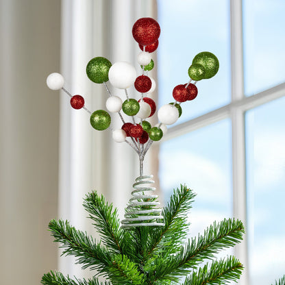 Christabelle Baubles Christmas Tree Topper Festive Glitter Finish Xmas Ornament - Image 4