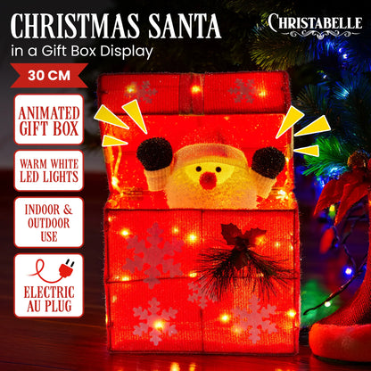 Christabelle Animated Santa Gift Box Led Christmas Tree Decoration Xmas Ornament - Image 2