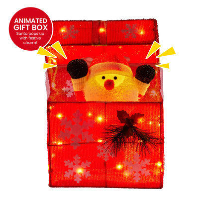 Christabelle Animated Santa Gift Box Led Christmas Tree Decoration Xmas Ornament - Image 4