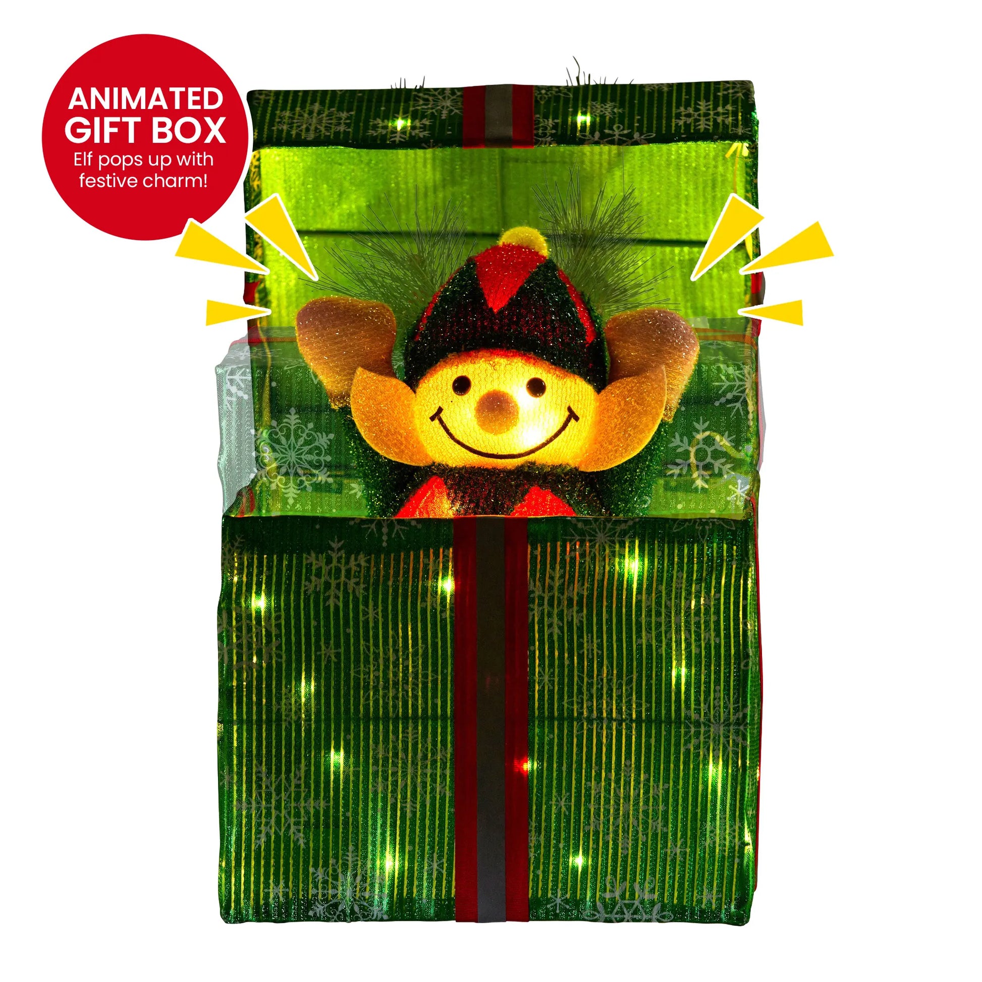 Christabelle Animated Elf Gift Box Led Lights Christmas Tree Decoration Ornament - Image 4